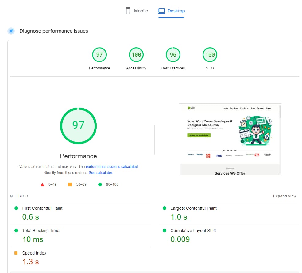 Google Page Speed Results Desktop google-page-spped-desktop